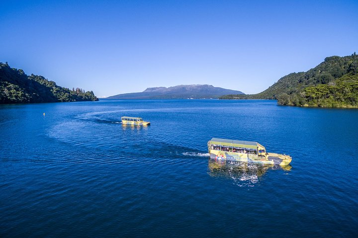 Experience the beauty of Rotorua's lakes as you glide across the serene waters on a WWII amphibious craft discovering rich history and stunning landscapes along the way.